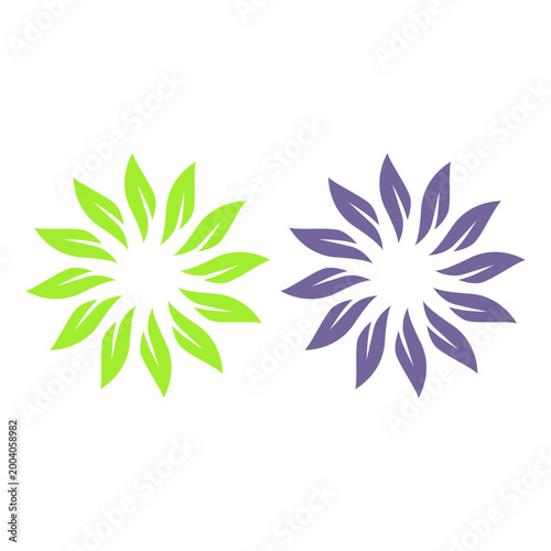GREEN LEAVES IN CIRCLE SIGN SYMBOL LOGO VECTOR