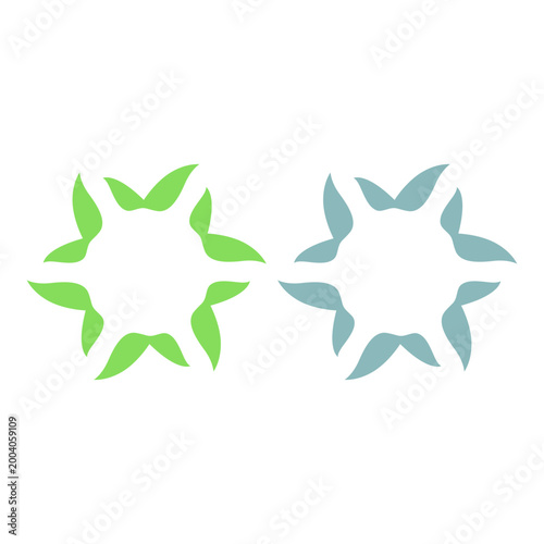 GREEN LEAVES IN CIRCLE SIGN SYMBOL LOGO VECTOR