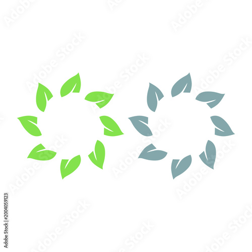 GREEN LEAVES IN CIRCLE SIGN SYMBOL LOGO VECTOR