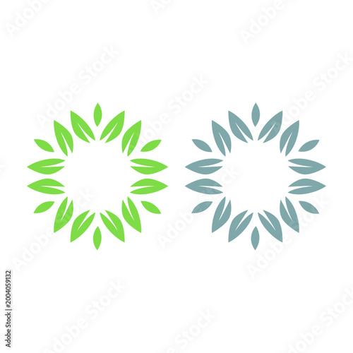 GREEN LEAVES IN CIRCLE SIGN SYMBOL LOGO VECTOR