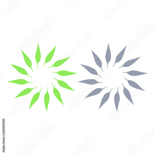GREEN LEAVES IN CIRCLE SIGN SYMBOL LOGO VECTOR