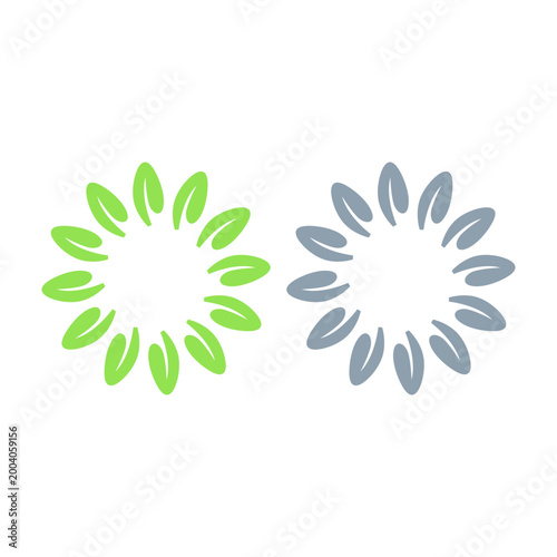 GREEN LEAVES IN CIRCLE SIGN SYMBOL LOGO VECTOR