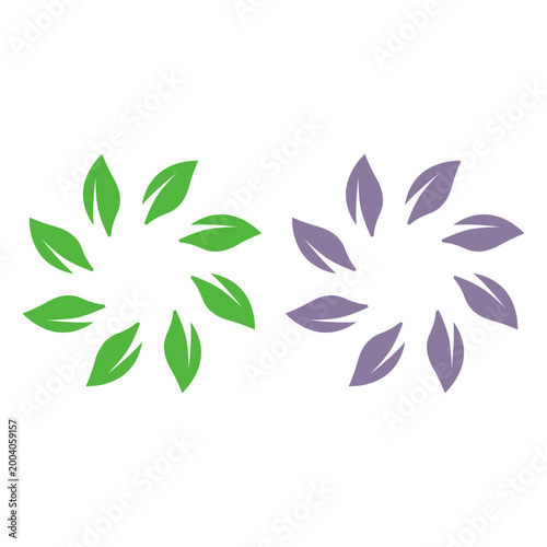 GREEN LEAVES IN CIRCLE SIGN SYMBOL LOGO VECTOR