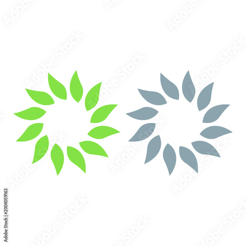 GREEN LEAVES IN CIRCLE SIGN SYMBOL LOGO VECTOR