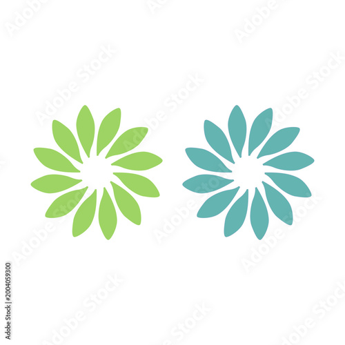 GREEN LEAVES IN CIRCLE SIGN SYMBOL LOGO VECTOR