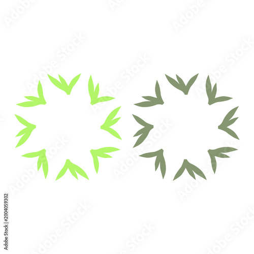 GREEN LEAVES IN CIRCLE SIGN SYMBOL LOGO VECTOR