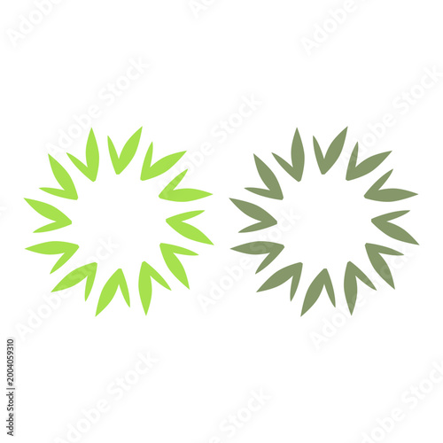 GREEN LEAVES IN CIRCLE SIGN SYMBOL LOGO VECTOR