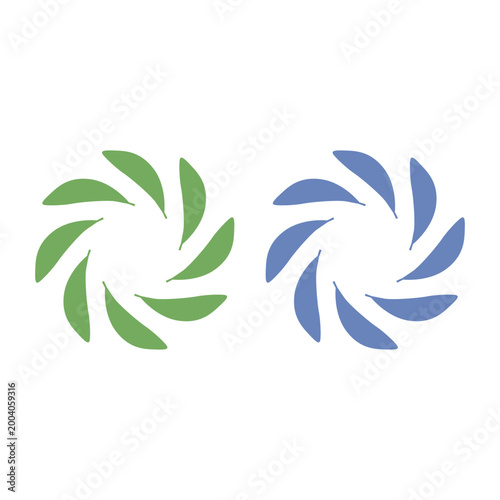 GREEN LEAVES IN CIRCLE SIGN SYMBOL LOGO VECTOR