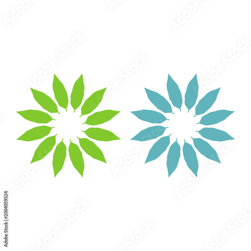 GREEN LEAVES IN CIRCLE SIGN SYMBOL LOGO VECTOR