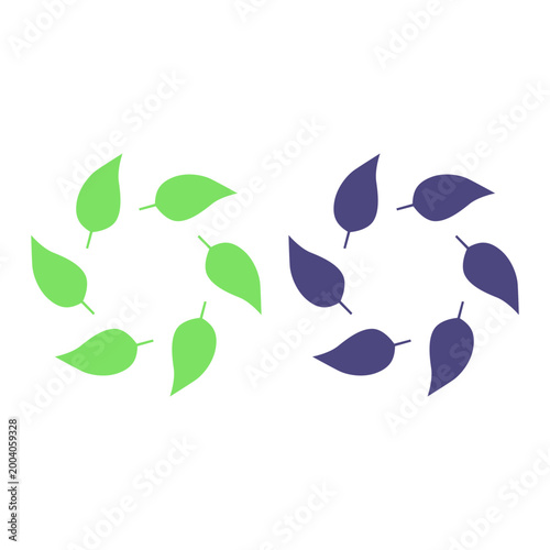 GREEN LEAVES IN CIRCLE SIGN SYMBOL LOGO VECTOR