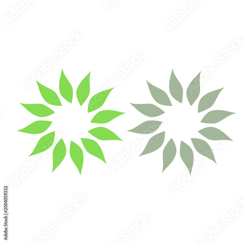GREEN LEAVES IN CIRCLE SIGN SYMBOL LOGO VECTOR