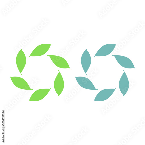 GREEN LEAVES IN CIRCLE SIGN SYMBOL LOGO VECTOR