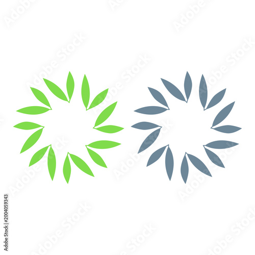 GREEN LEAVES IN CIRCLE SIGN SYMBOL LOGO VECTOR