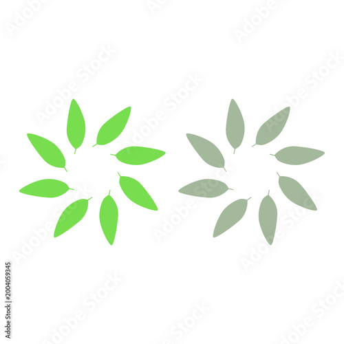 GREEN LEAVES IN CIRCLE SIGN SYMBOL LOGO VECTOR