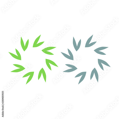 GREEN LEAVES IN CIRCLE SIGN SYMBOL LOGO VECTOR