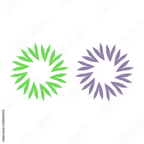 GREEN LEAVES IN CIRCLE SIGN SYMBOL LOGO VECTOR