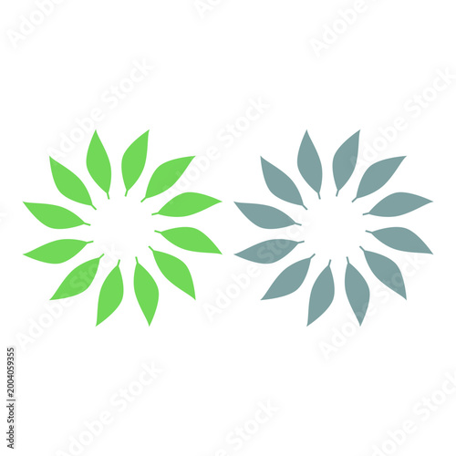 GREEN LEAVES IN CIRCLE SIGN SYMBOL LOGO VECTOR