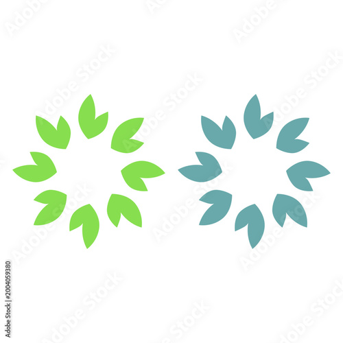 GREEN LEAVES IN CIRCLE SIGN SYMBOL LOGO VECTOR