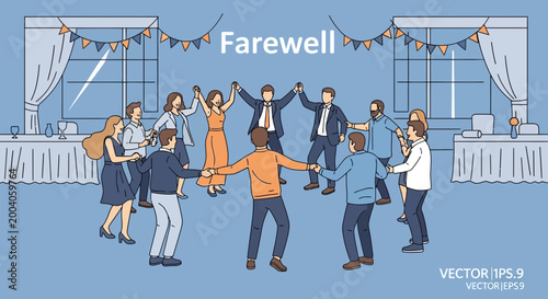 People Holding Hands in a Circle for a Farewell Celebration