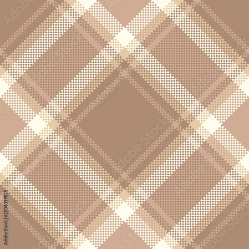 Colour seamless plaid texture, genuine fabric vector background. Bedroom check pattern textile tartan in light and orange colors.