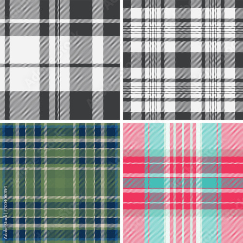 Plaid pattern set tailored for planner covers and inserts. Classic tartan patterns bring elegance and usability to printed materials. Vector format remains clean.