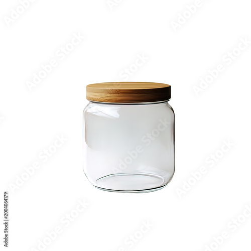 Clear Glass Jar with Wood Lid.