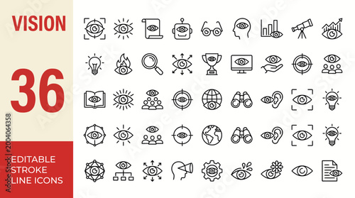 Tableau sur toile Vision icon set. Editable line icons. Vector illustration.