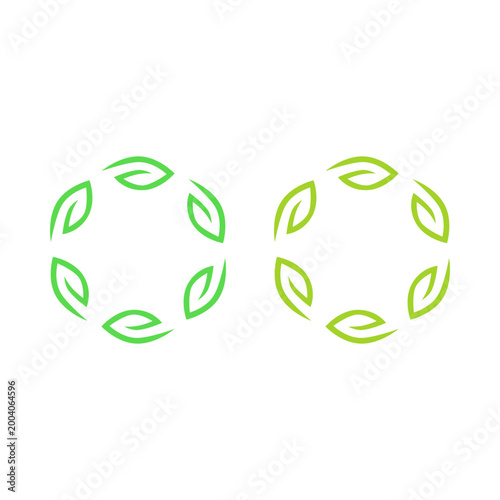 GREEN LEAVES IN CIRCLE SIGN SYMBOL LOGO VECTOR