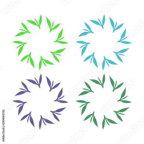 GREEN LEAVES IN CIRCLE SIGN SYMBOL LOGO VECTOR