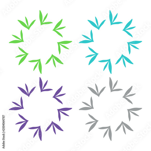 GREEN LEAVES IN CIRCLE SIGN SYMBOL LOGO VECTOR