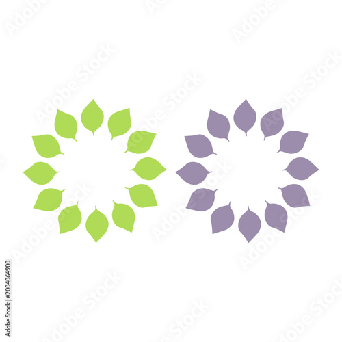 GREEN LEAVES IN CIRCLE SIGN SYMBOL LOGO VECTOR