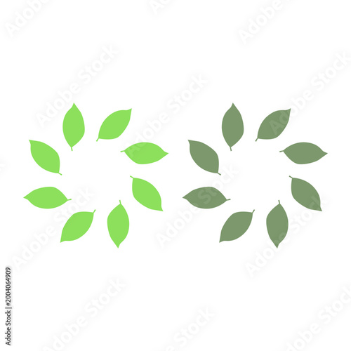GREEN LEAVES IN CIRCLE SIGN SYMBOL LOGO VECTOR
