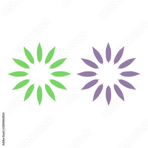 GREEN LEAVES IN CIRCLE SIGN SYMBOL LOGO VECTOR