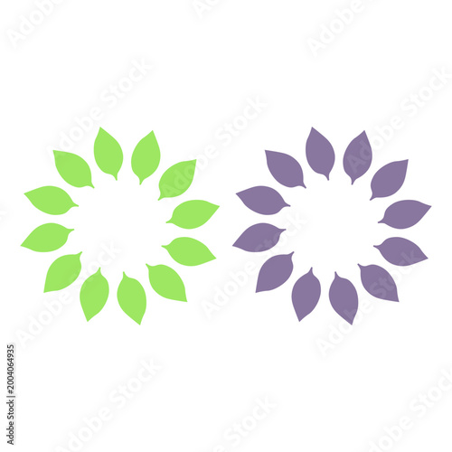 GREEN LEAVES IN CIRCLE SIGN SYMBOL LOGO VECTOR