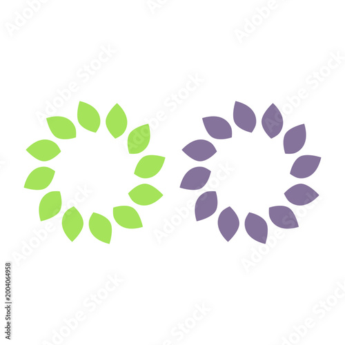 GREEN LEAVES IN CIRCLE SIGN SYMBOL LOGO VECTOR