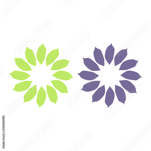 GREEN LEAVES IN CIRCLE SIGN SYMBOL LOGO VECTOR