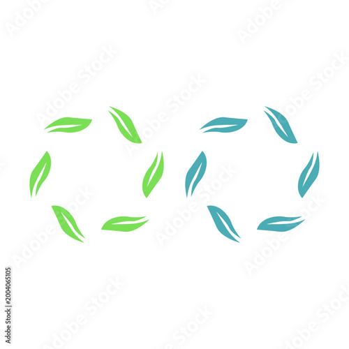 GREEN LEAVES IN CIRCLE SIGN SYMBOL LOGO VECTOR