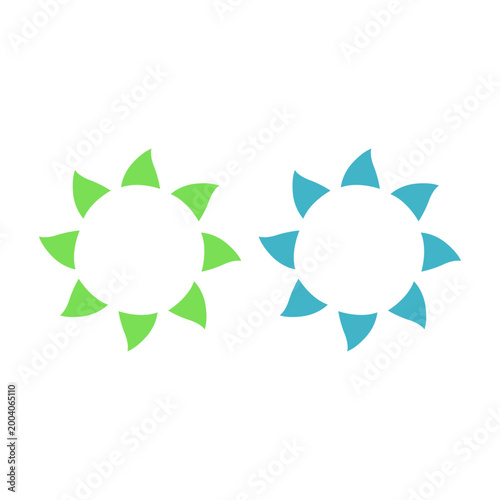 GREEN LEAVES IN CIRCLE SIGN SYMBOL LOGO VECTOR