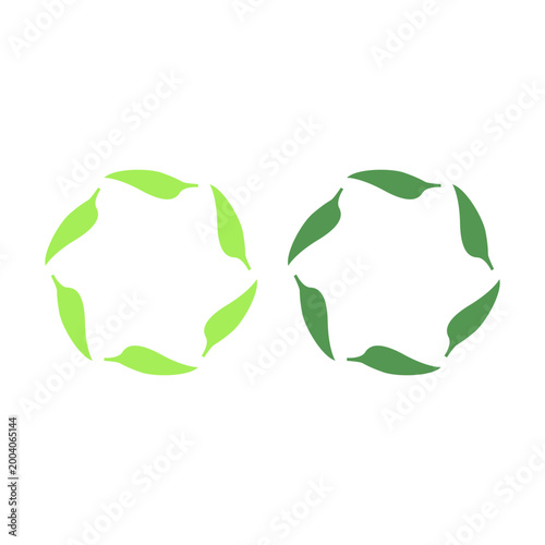 GREEN LEAVES IN CIRCLE SIGN SYMBOL LOGO VECTOR