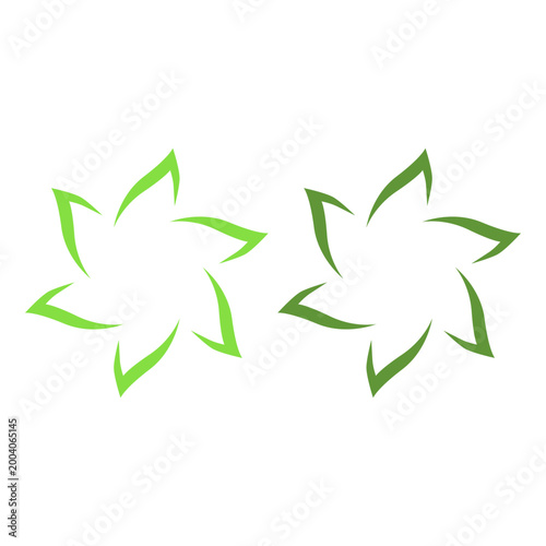 GREEN LEAVES IN CIRCLE SIGN SYMBOL LOGO VECTOR