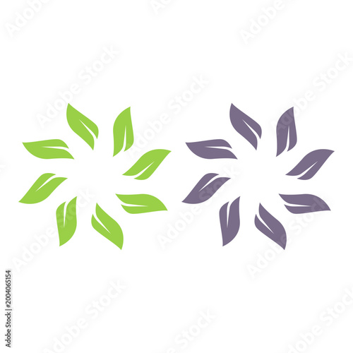 GREEN LEAVES IN CIRCLE SIGN SYMBOL LOGO VECTOR