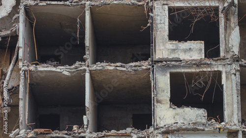 destroyed and burned houses in the city Ukraine war