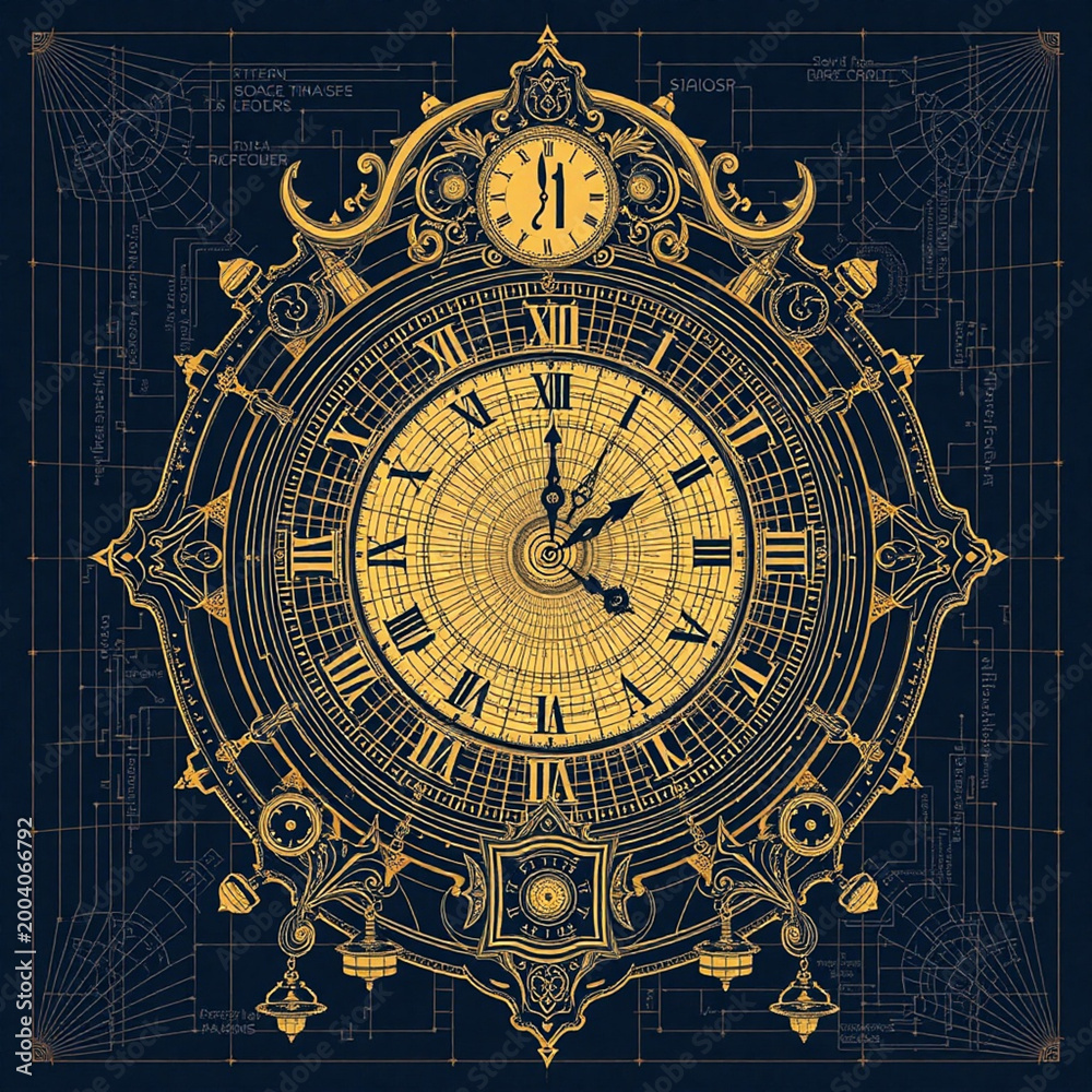 Obraz premium Celestial Chronometer Blueprint