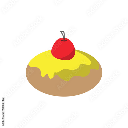 Yellow glazed donut with cherry