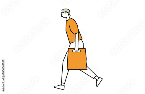 ショッピングバッグを持って歩く女性