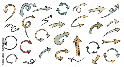 Collection of various colorful arrows on for design, Generative AI.