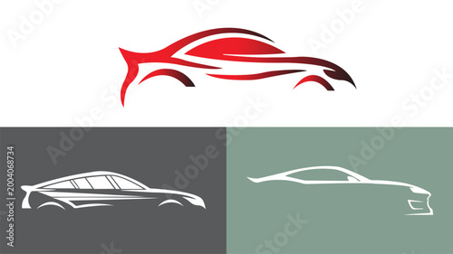 Abstract Car Logo Set – Modern Automotive Line Design Collection