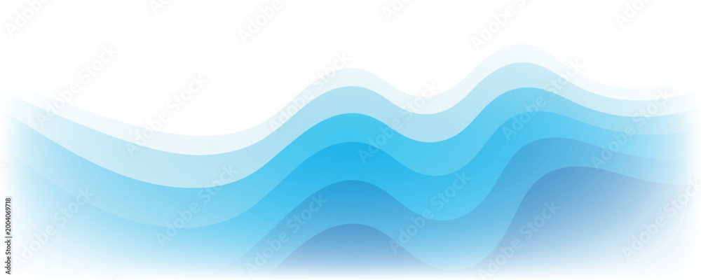 Fototapeta premium Abstract vectorized background with waves in shades of blue.