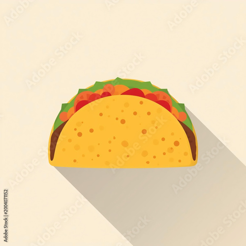 Vibrant taco illustration celebrates Cinco De Mayo with fresh ingredients on a plate indoors.