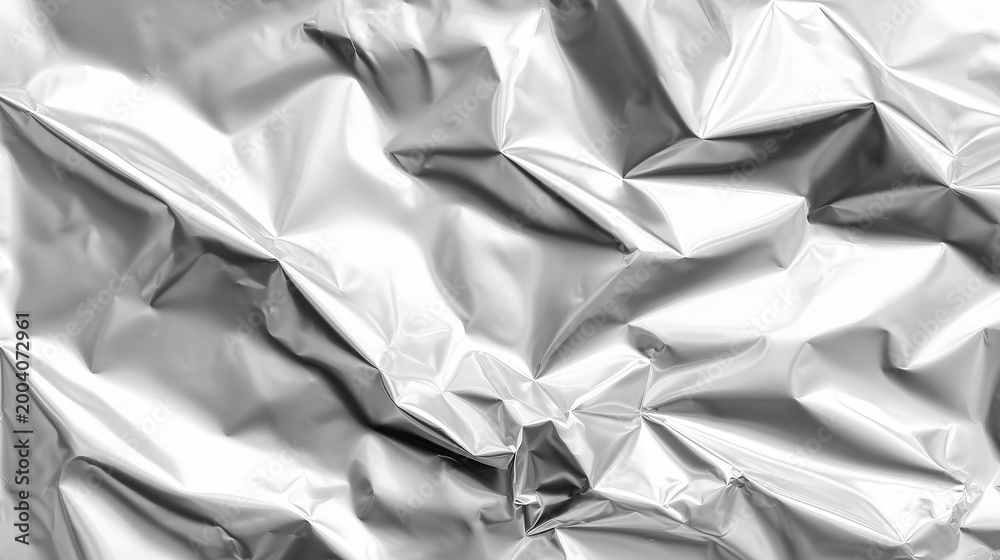 Obraz premium Smooth aluminium foil sheet with gentle wrinkles, minimal metallic texture
